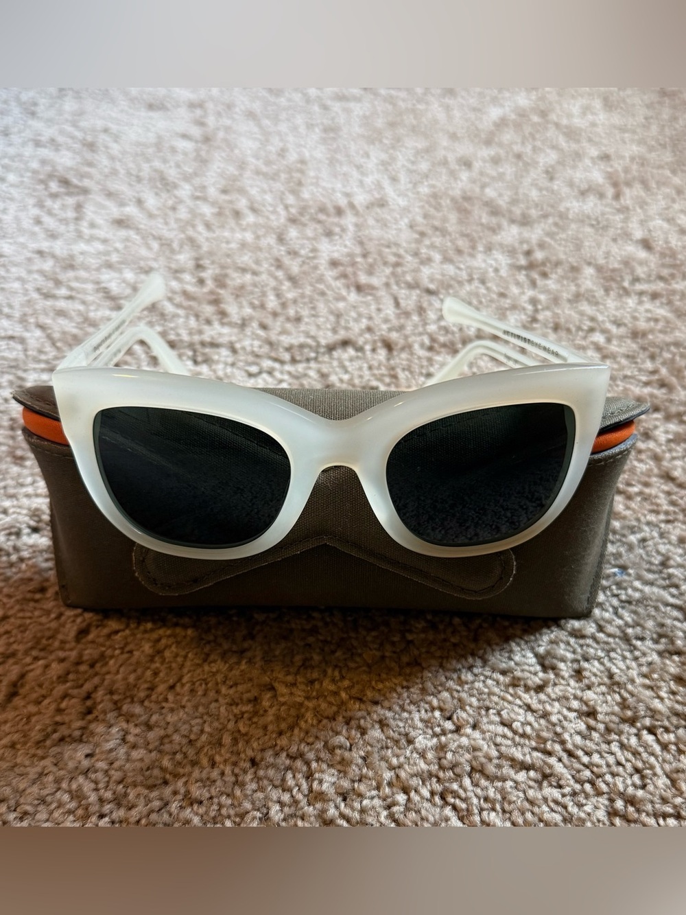 Freya Women’s White Cat-Eye Sunglasses with Black Lenses